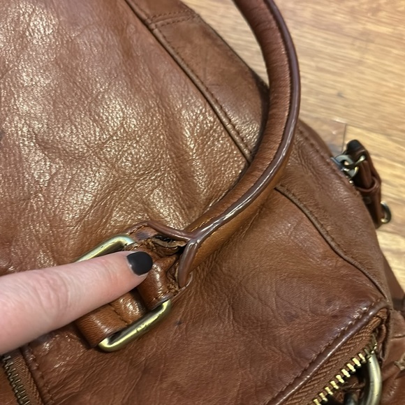 Sabina Fold Over Chain Metal Leather Brown Crossbody Boho Purse Bag Retro - Picture 13 of 13